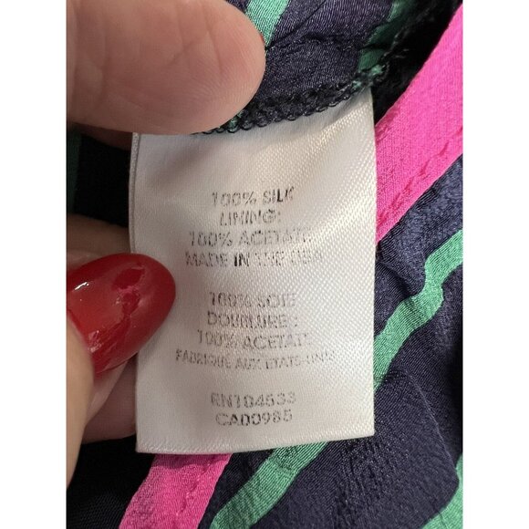 Nanette Lepore Striped Mini Skirt~Size 2~Navy/Green/Hot Pink~100% Silk L11 25 - Picture 8 of 9